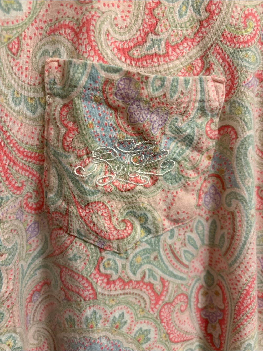 Lauren Ralph Lauren Pink Multi Paisley Short-Sleeve Cropped Leg Pajama Set - Picture 3 of 6